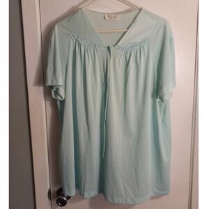 Vintage 1970s Vanity Fair Pajama Set XL Mint Green Satin Tricot Grannycore USA